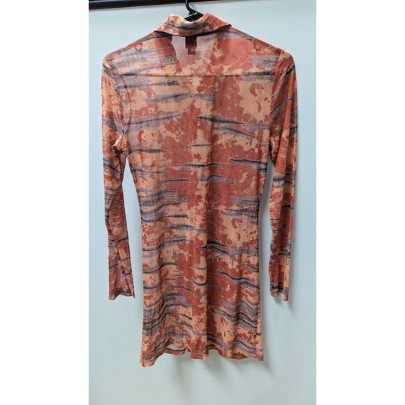 Wild Fable Dark Orange Patterned Sheer Mesh Dress - Picture 2 of 2